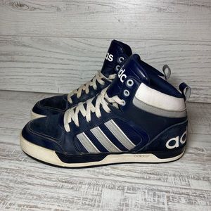 Mens Adidas NEO Raleigh Mid, Navy~Gray ~White Basketball Shoes Size 8.5 Bulldogs